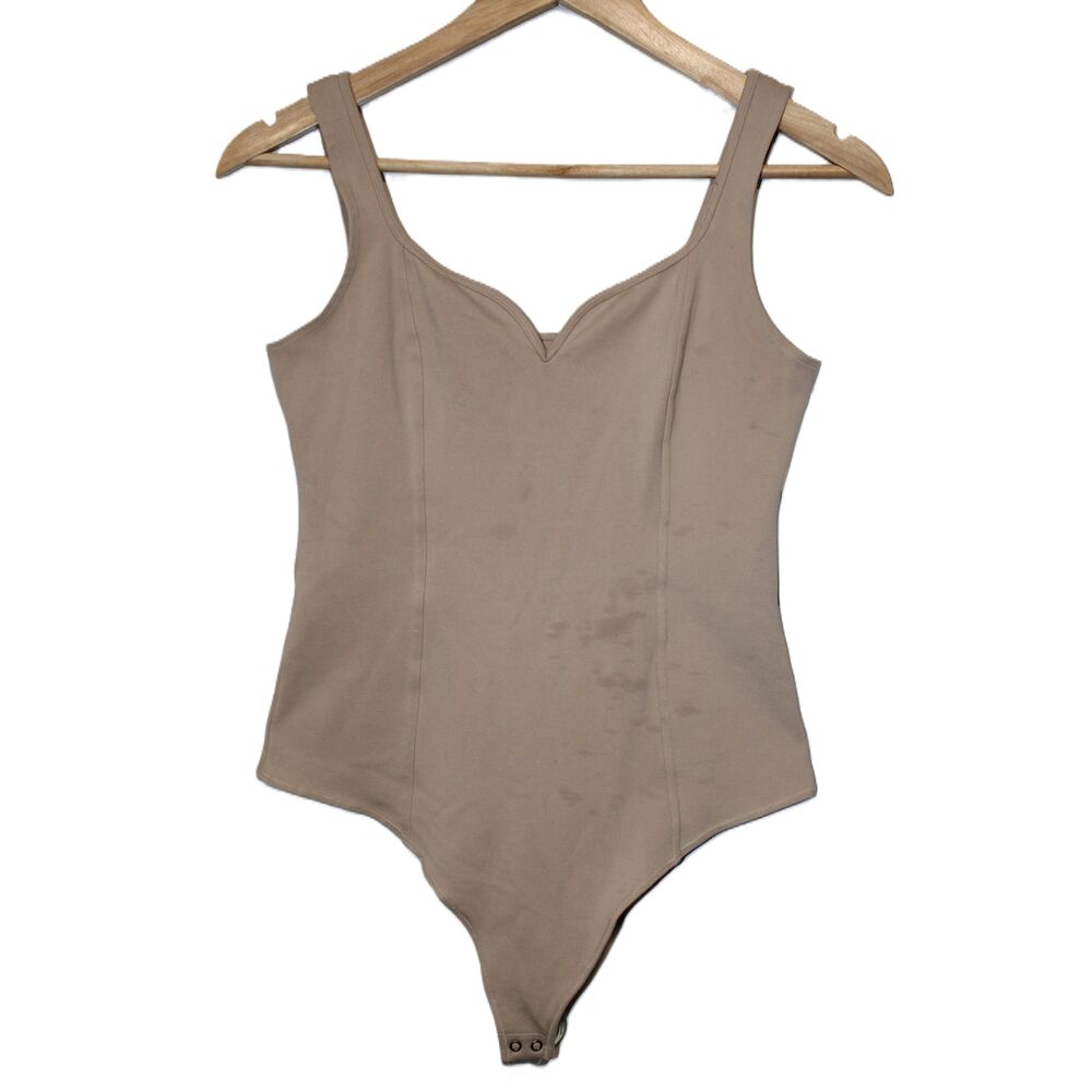 Womens Abercrombie & Fitch Soft A&F Tan Sleeveless V-Neck Bodysuit Top Size S